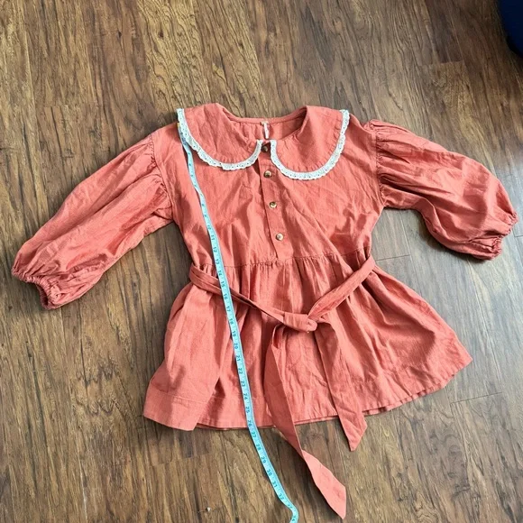 Free People Blouse with Lace Trim Peter Pan Collar - Picture 4 of 9